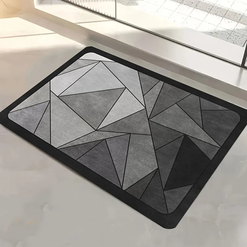 VIKAMA Minimalist Collection Geometric Bathroom Diatom Mud Carpet Quick drying Non slip Washable Shower Room Entrance Floor Mat