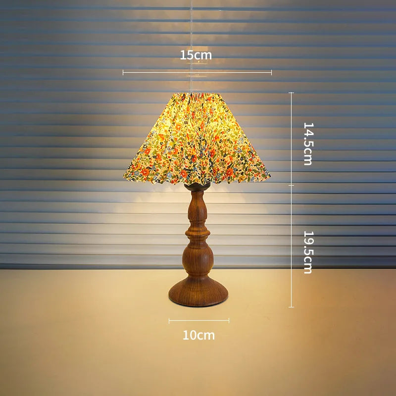 American Retro Wood Grain Bedroom Bedside Wrought Iron Lamp Nordic Simple Living Room Desktop Atmosphere Nostalgic Night Light