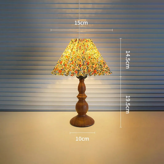 American Retro Wood Grain Bedroom Bedside Wrought Iron Lamp Nordic Simple Living Room Desktop Atmosphere Nostalgic Night Light
