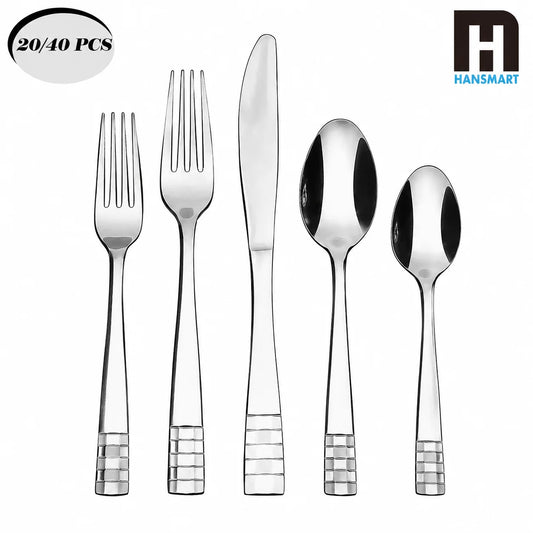 KOOMADE Flatware CHECKERS  20pcs  Remailer home kitchen utensil set  including fork knife and spoon