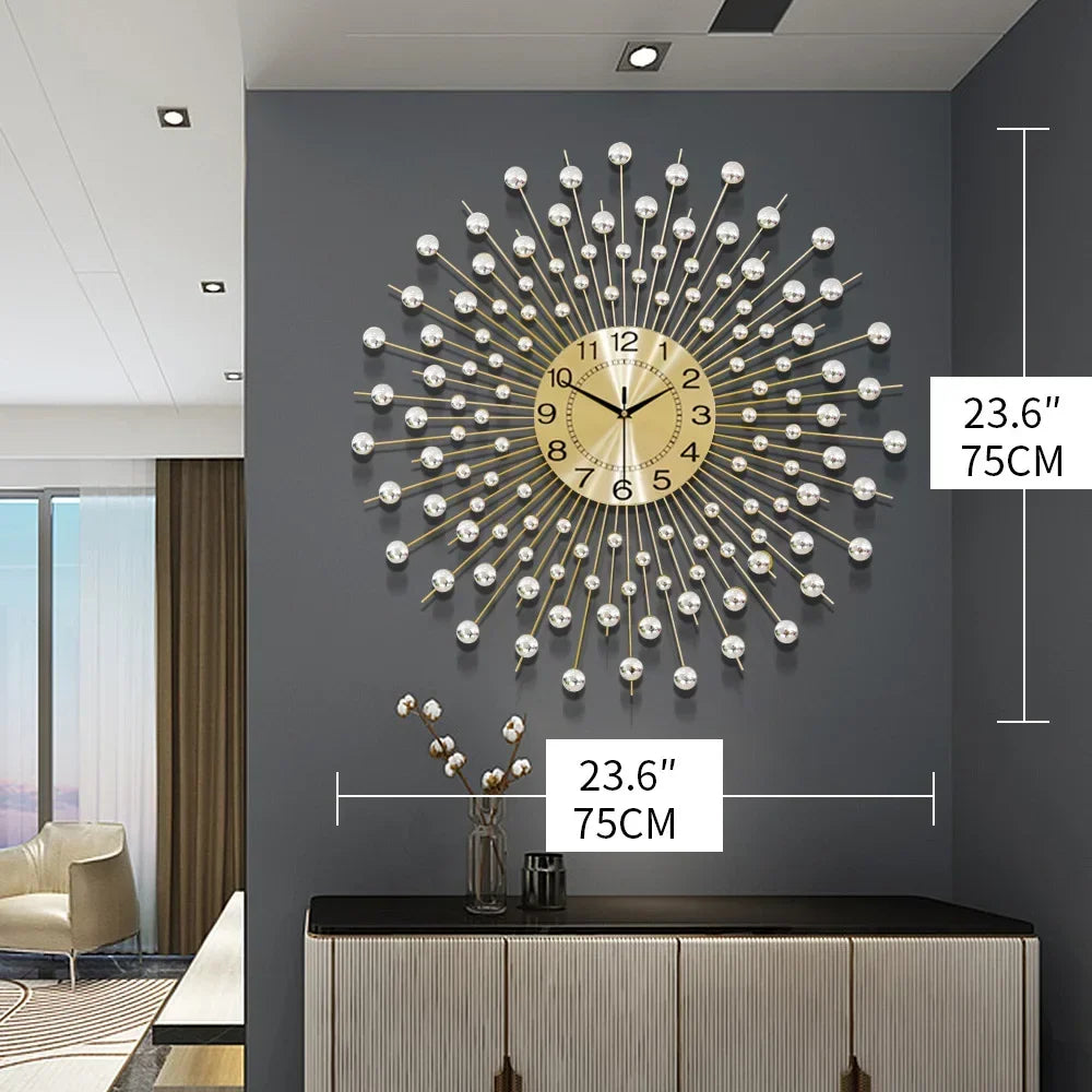 Gold Large Wall Clock Metal Silent Modern Luxury Nordic Clocks Wall Home Decor Gold Wall Watches Living Room Decoration Gift