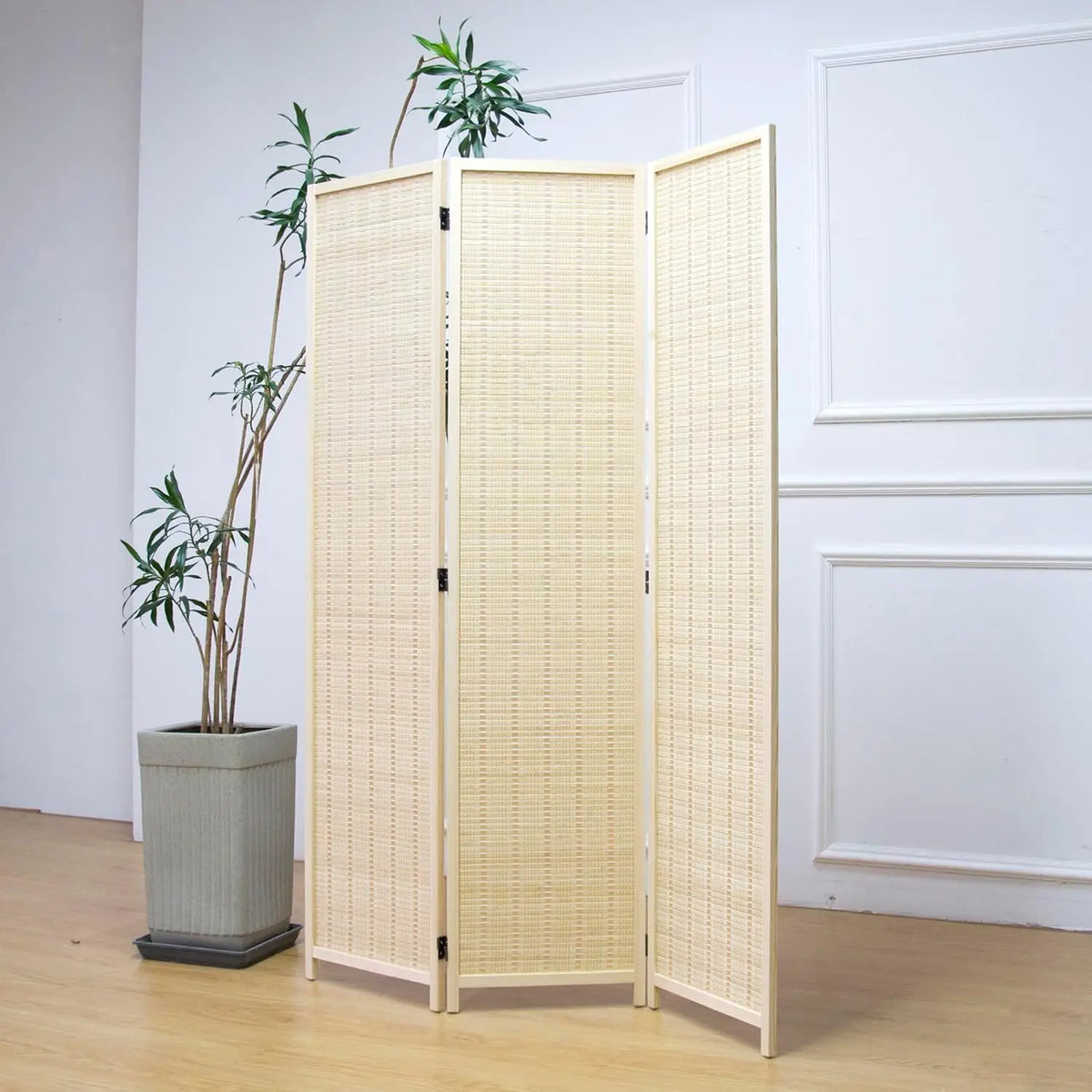 6 Panel Bamboo Room Divider Folding Privacy Screen Freestanding Partition Wall 5.6 ft Tall 92.1"W x 67"H