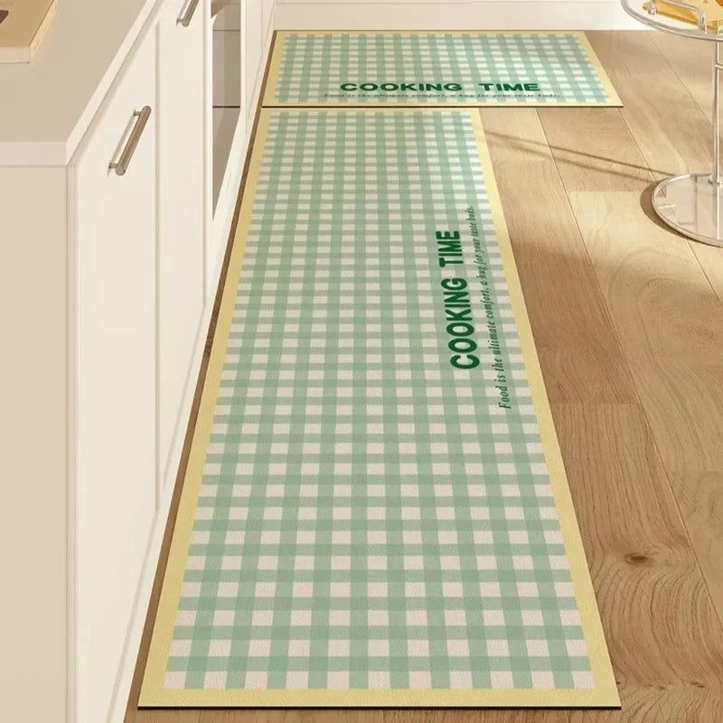 Kitchen Pvc Floor Mat Leather Waterproof Non-slip Carpet Oil-proof Foot Mats Pink Flower Pattern Home Decoration Rug Vinyl Rugs