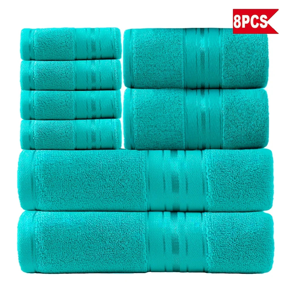 8 Piece Luxury Towel Set – Majestic Plush, Super Absorbent & Quicker-to-Dry, Thick 100% Ring Spun Cotton Towels for Bathroom, Spa & Hotel – 2 Bath, 2 Hand, 4 Washcloths