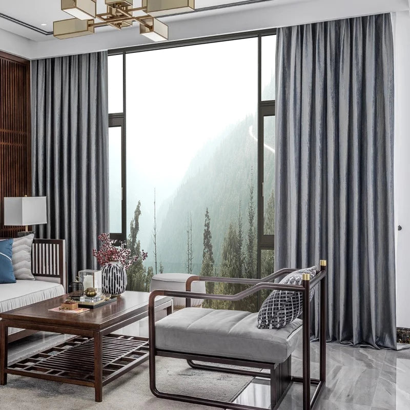 2pcs American retro light luxury Nordic bedroom living room shade bronzing velvet fabric finished hook curtain fabric