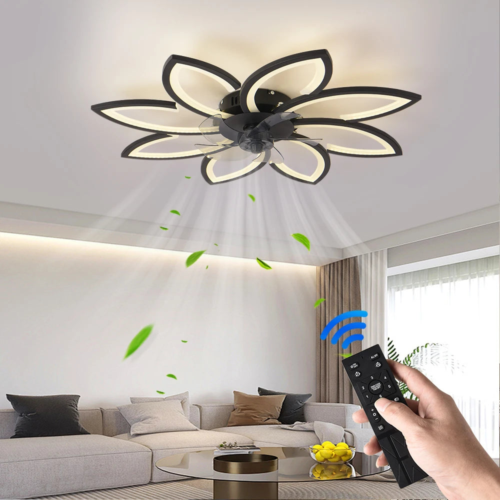 Modern Dining Table LED Lamp Ceiling Fan Light Restaurant Bedroom Fan Lamp Remote Ventilator Home Lighting