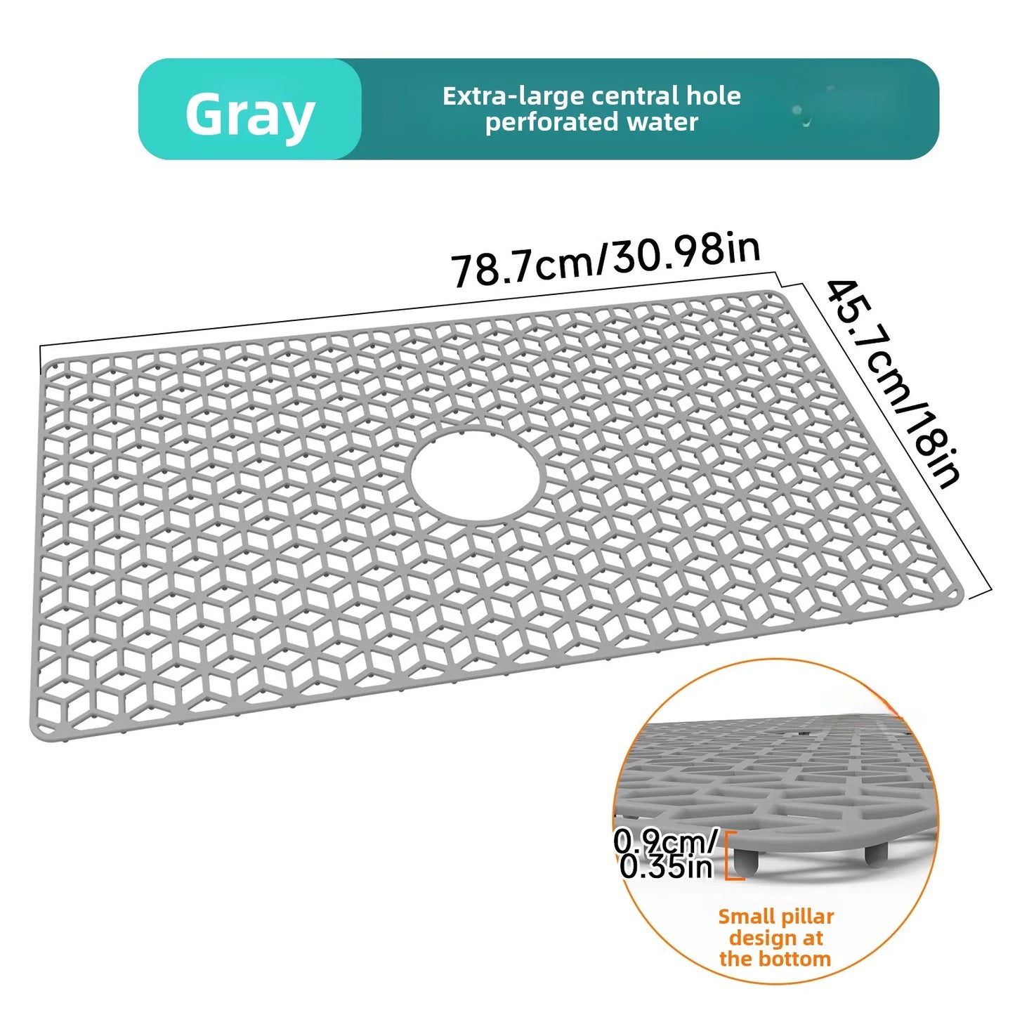 Kitchen Sink Silicone Mat Anti-Scratch Honeycomb Pad Dishwashing Basin Hollow Bottom Draining Pad Non-Slip Sink Mat