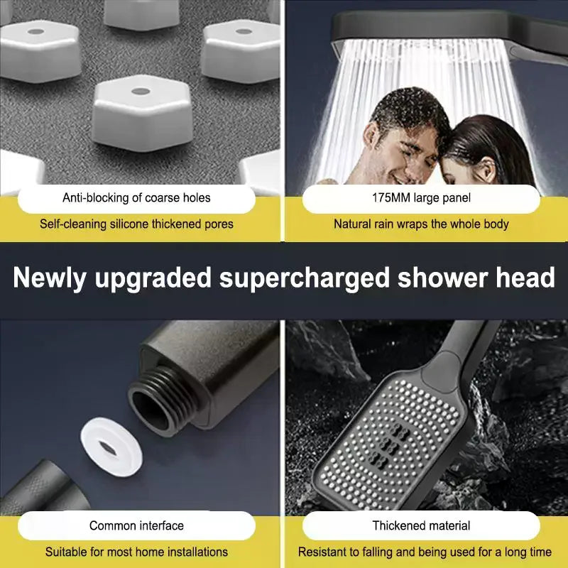 Adjustable 3-Mode High Pressure Shower Head Large Flow Water Saving Rainfall Mixer Head Bathroom Accessory