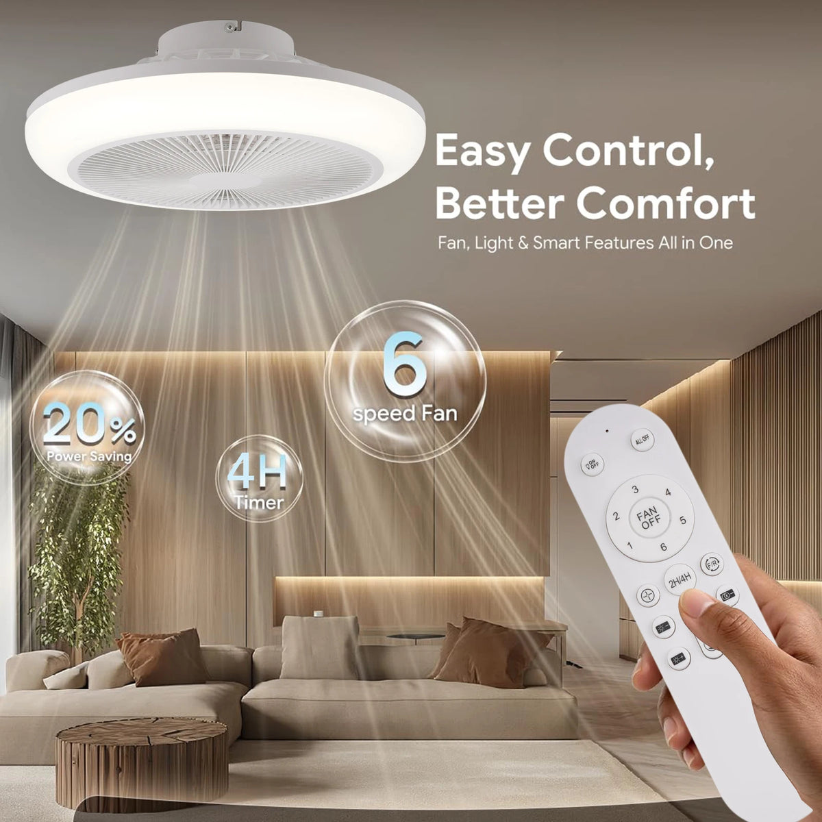 Simple Ceiling Fan Lights for Bedroom Remote Control Living Room Electric Fan Three-color Dimmable Ceiling Fan Light