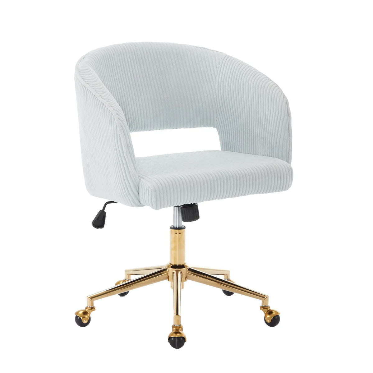 Home Office Swivel Velvet Desk Chair Modern Tufted Accent Armchair with Gold Base Ergonomic Computer Task Stool for Living Room