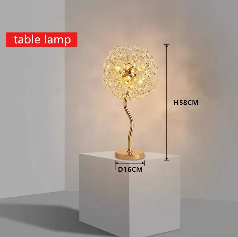 Nordic Floor Lamp LED Crystal Desk Lamp Living Room Bedroom Salon Indoor Lighting Sunshine Art Deco Luminous Stand Light