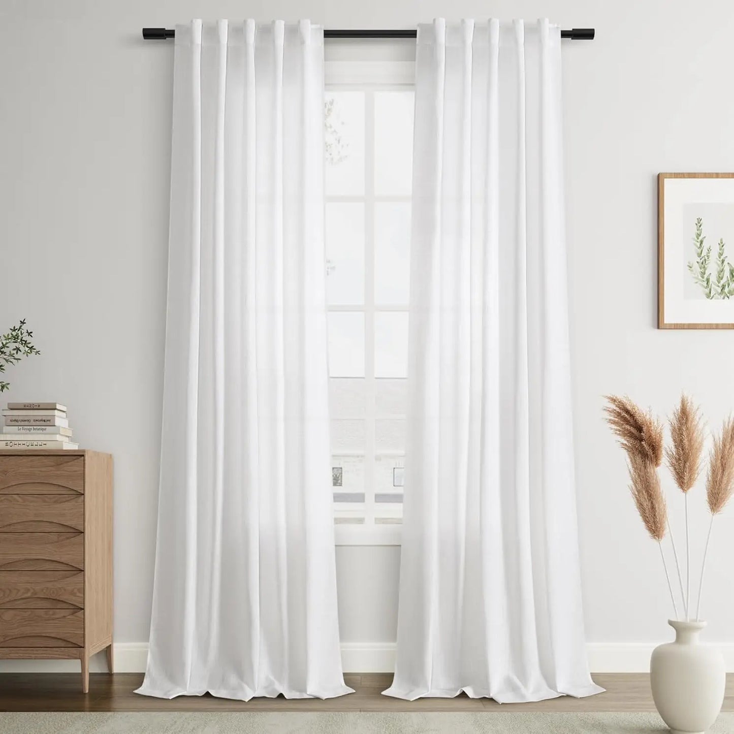 310cm Height Custom Made Faux Linen Extra Long 270CM Sheer Curtain High Ceiling Length Windows Curtains Living Room