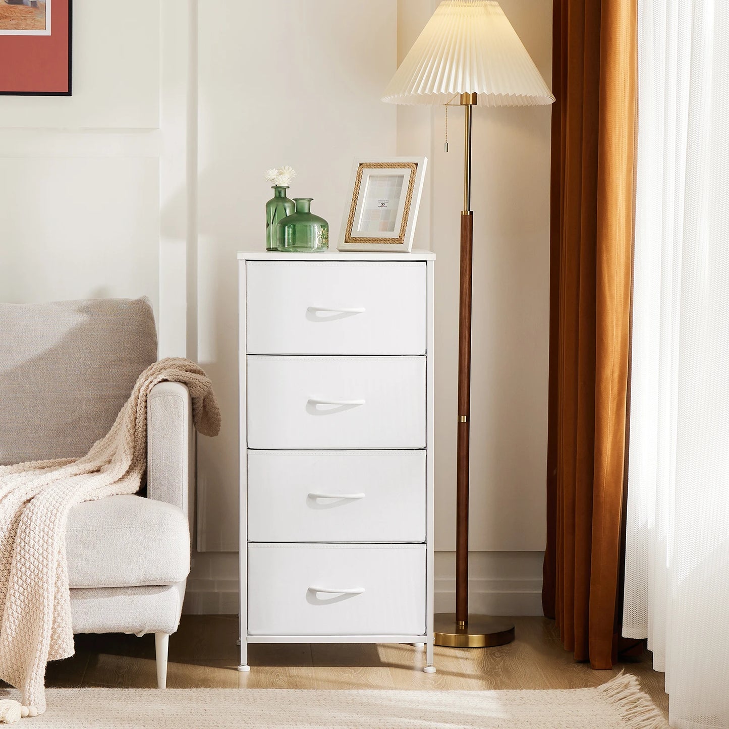 MCQ Living Room 4 Drawers Fabric Cabinet Beside Nightstand Dresser Tables Storage Closet Chest Clothes Display Of Furniture