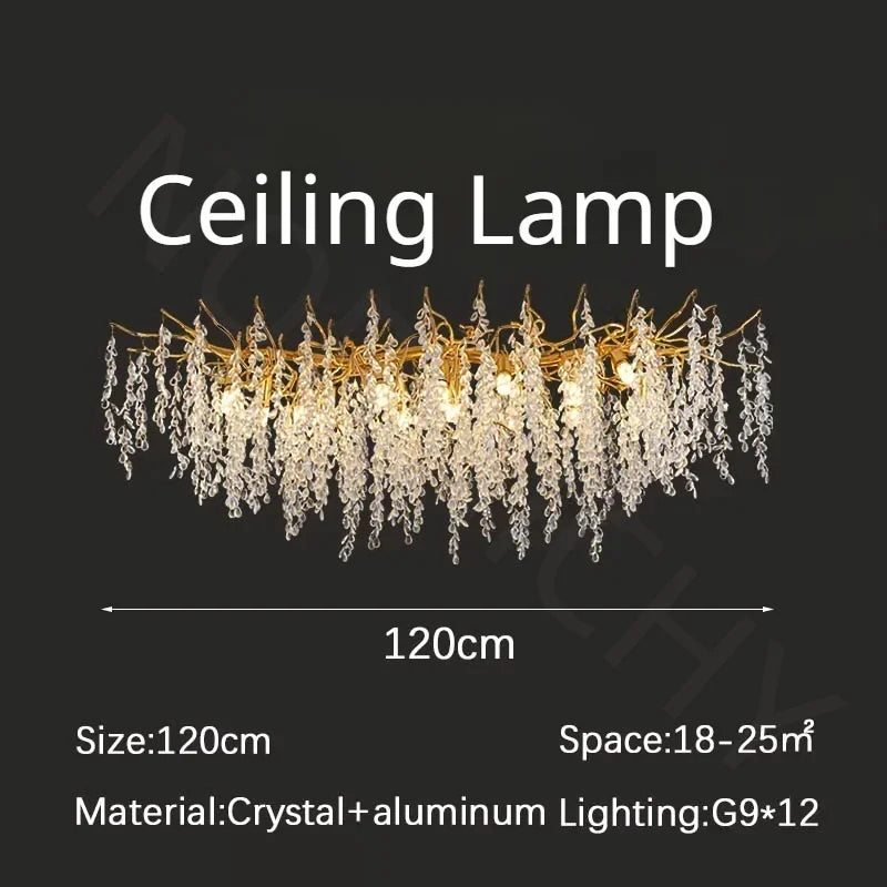 Branch-shaped Crystal Chandelier Living Room Art Home Decoration Indoor Loft Bedroom Ceiling Modern Luxury LED Chandelier Lustre