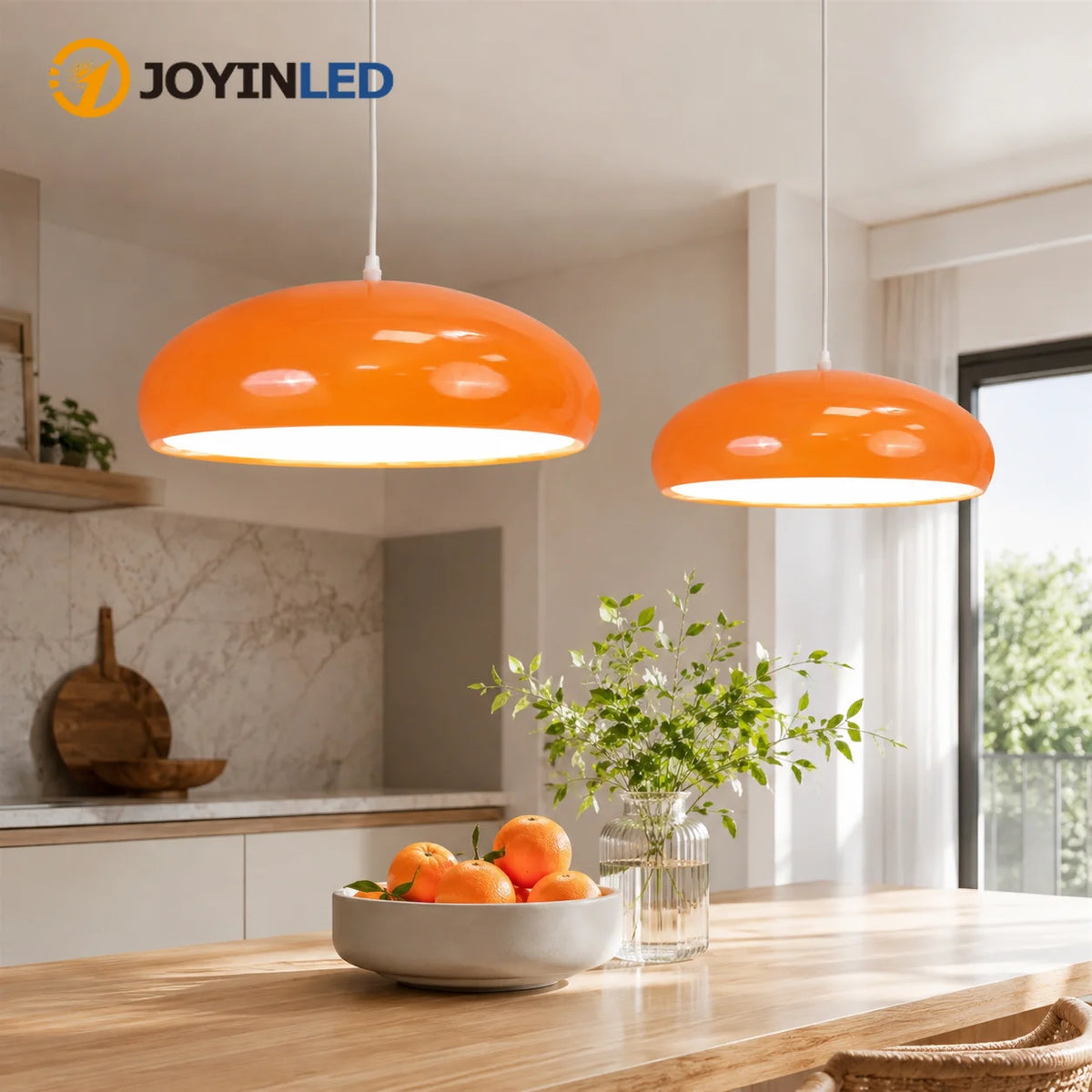 JOYINLED Orange Restaurant Chandelier Modern Round Room Decoration Pendant Light Nordic Living Room Bedroom Bar Light Fixture