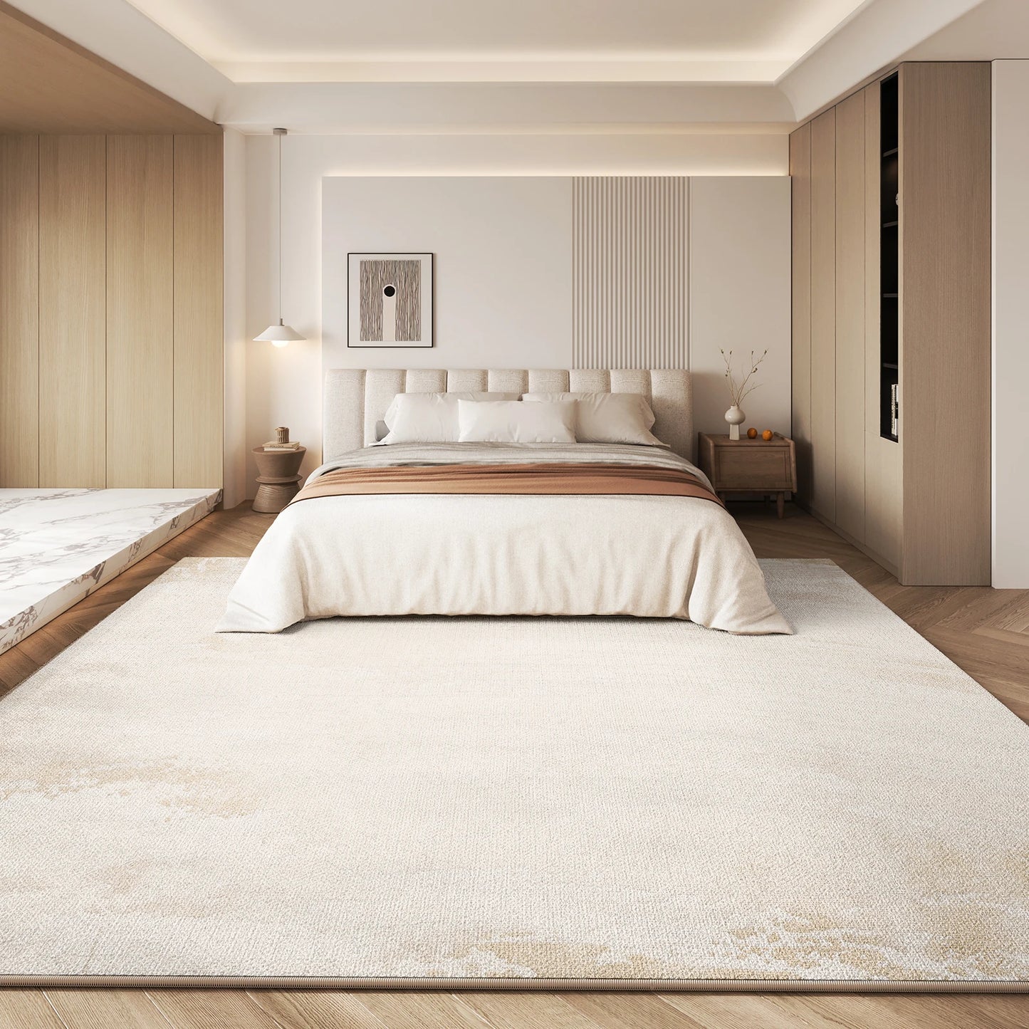 Cream Style Bedroom Decor Plush Carpet Thick Anti-slip Lounge Floor Mat Large Area Carpets for Living Room Fluffy Soft Study Rug