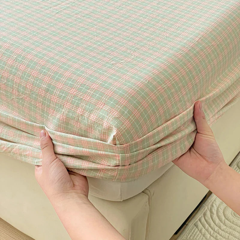 Pure Cotton Fitted Sheet Adults Kids Room Bedsheets Single/Twin/Queen/King Size Bed Cover Soft Mattress Protector