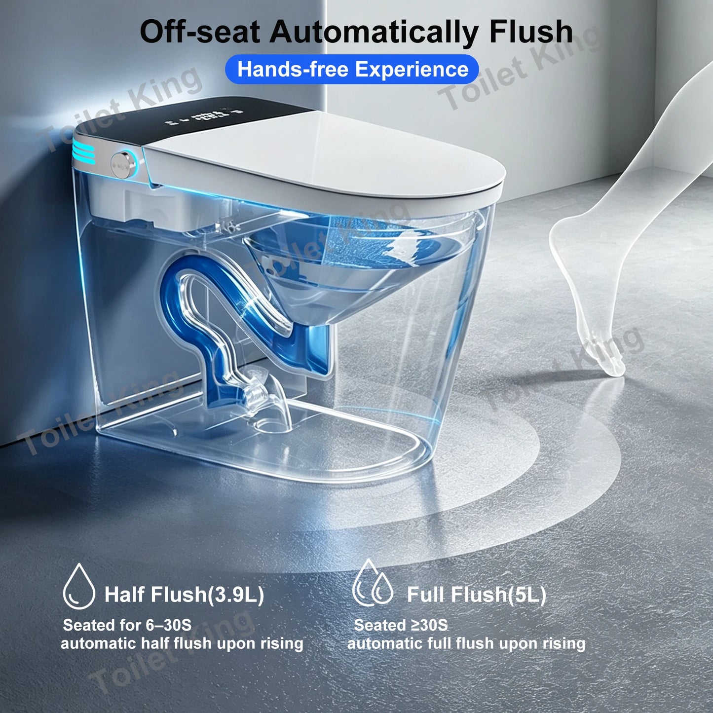 Smart Toilet with Built-in Bidet, AUTO Open/Close, Warm Water Sprayer, AUTO Dual Flush, Heated Bidet Toilet Seat for Bathrooms