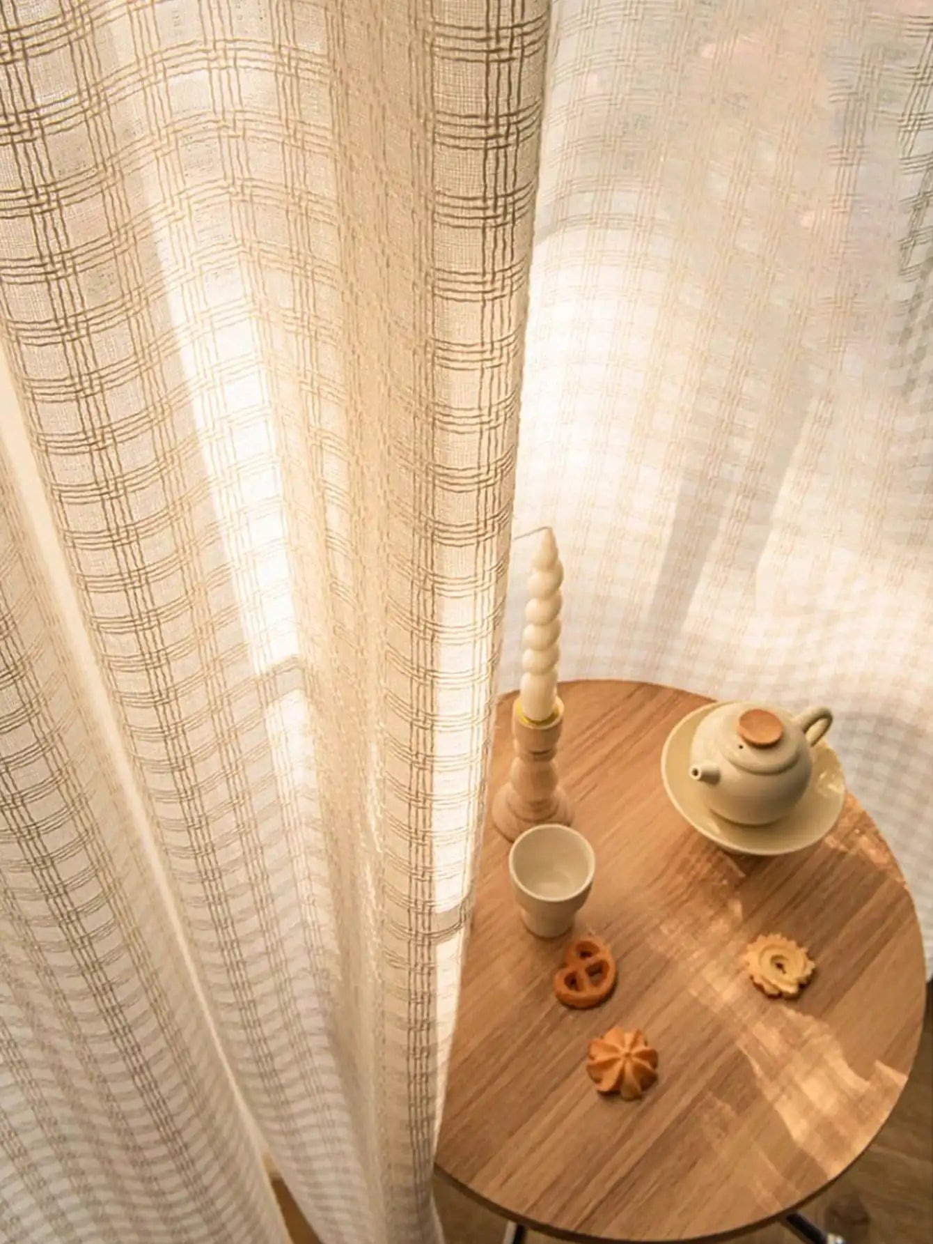 Dream of high-end lattice residential lonely japanese-style log wind bedroom balcony hemp yarn curtain