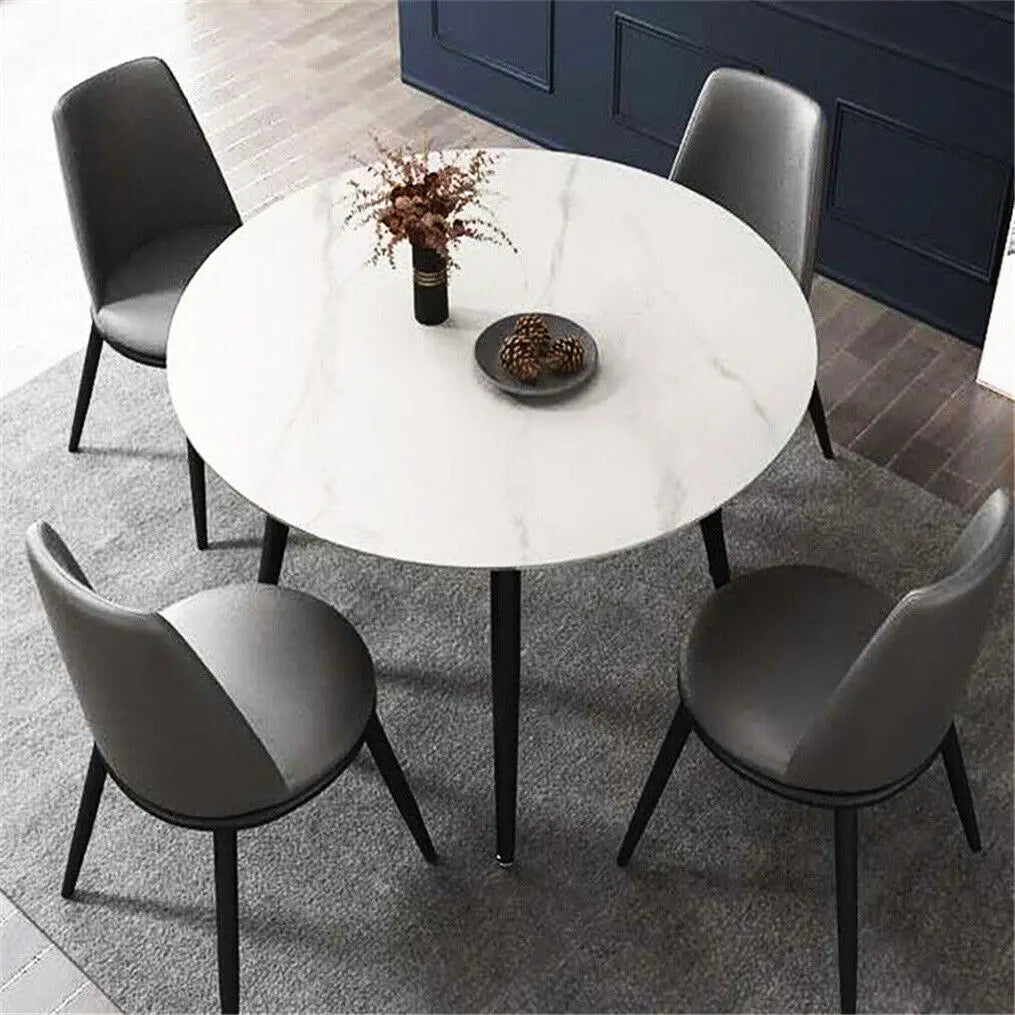 Modern Round Kitchen Dining Table Marble Top 80cm Diameter Living Dining Room Restaurant Island Table for 4 Seat