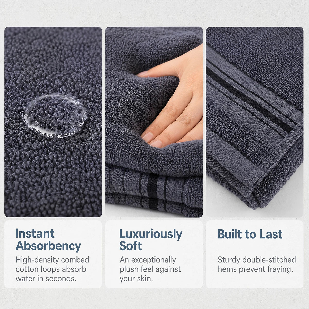 8 Piece Luxury Towel Set – Majestic Plush, Super Absorbent & Quicker-to-Dry, Thick 100% Ring Spun Cotton Towels for Bathroom, Spa & Hotel – 2 Bath, 2 Hand, 4 Washcloths