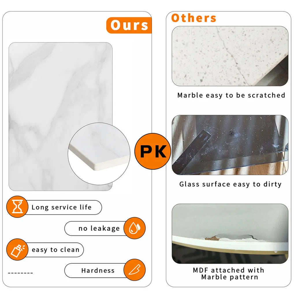 Modern Round Kitchen Dining Table Marble Top 80cm Diameter Living Dining Room Restaurant Island Table for 4 Seat