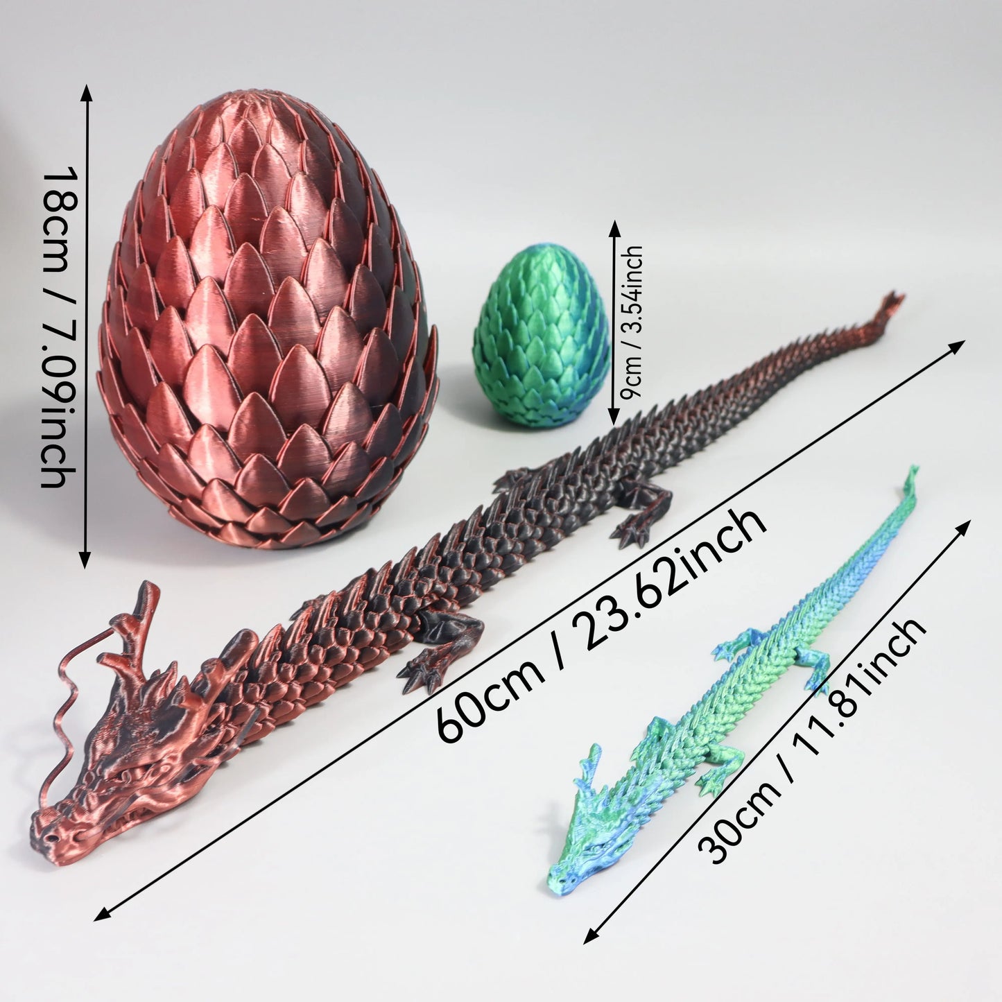 3D printed giant egg, 7in scale, with a 24in dragon; large decorative gift, suitable for parties, Easter