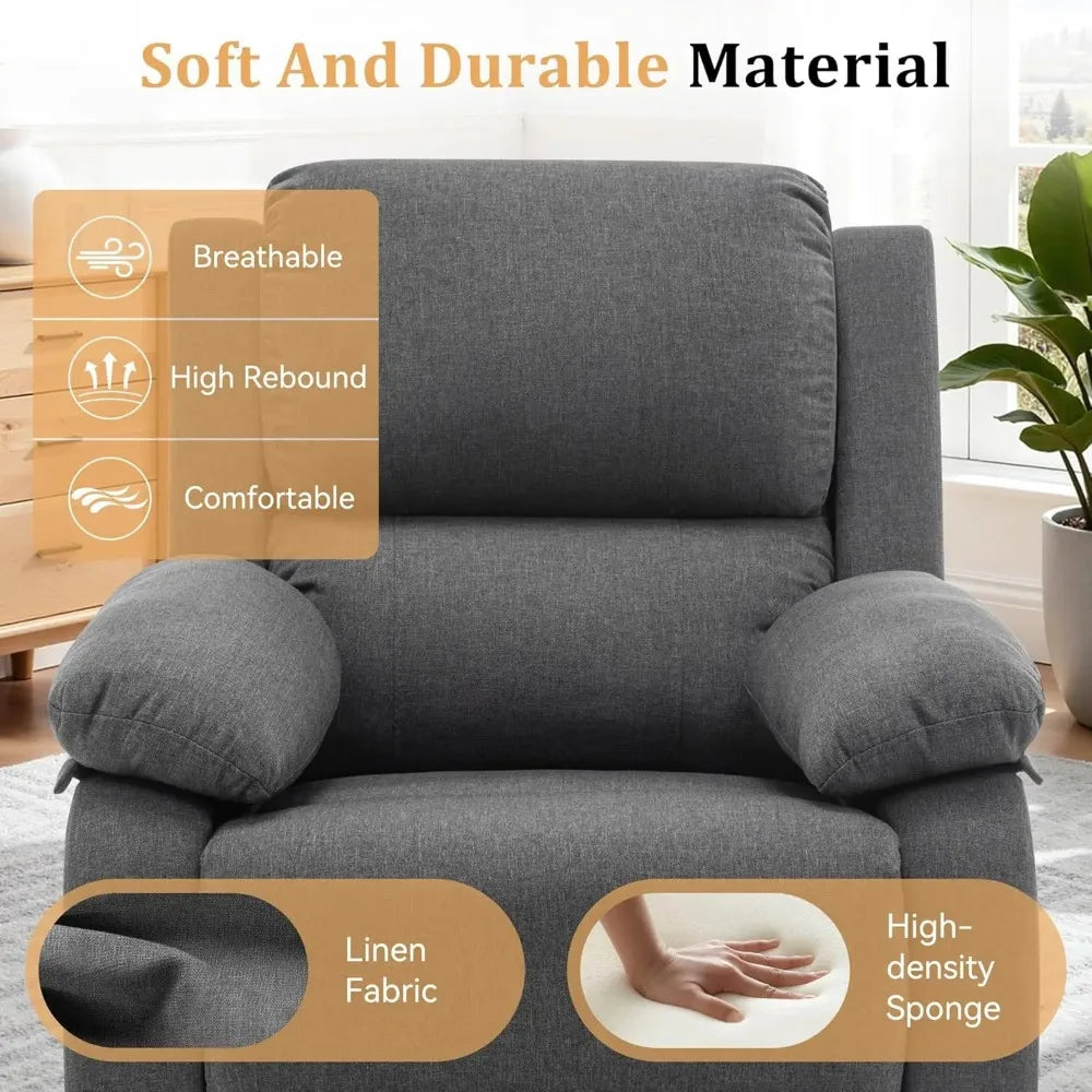 Recliner Chair, 360 Swivel Rocker Chair for Adults, Small Rocking Recliner Chair for Small Spaces, Upholstered, Customized