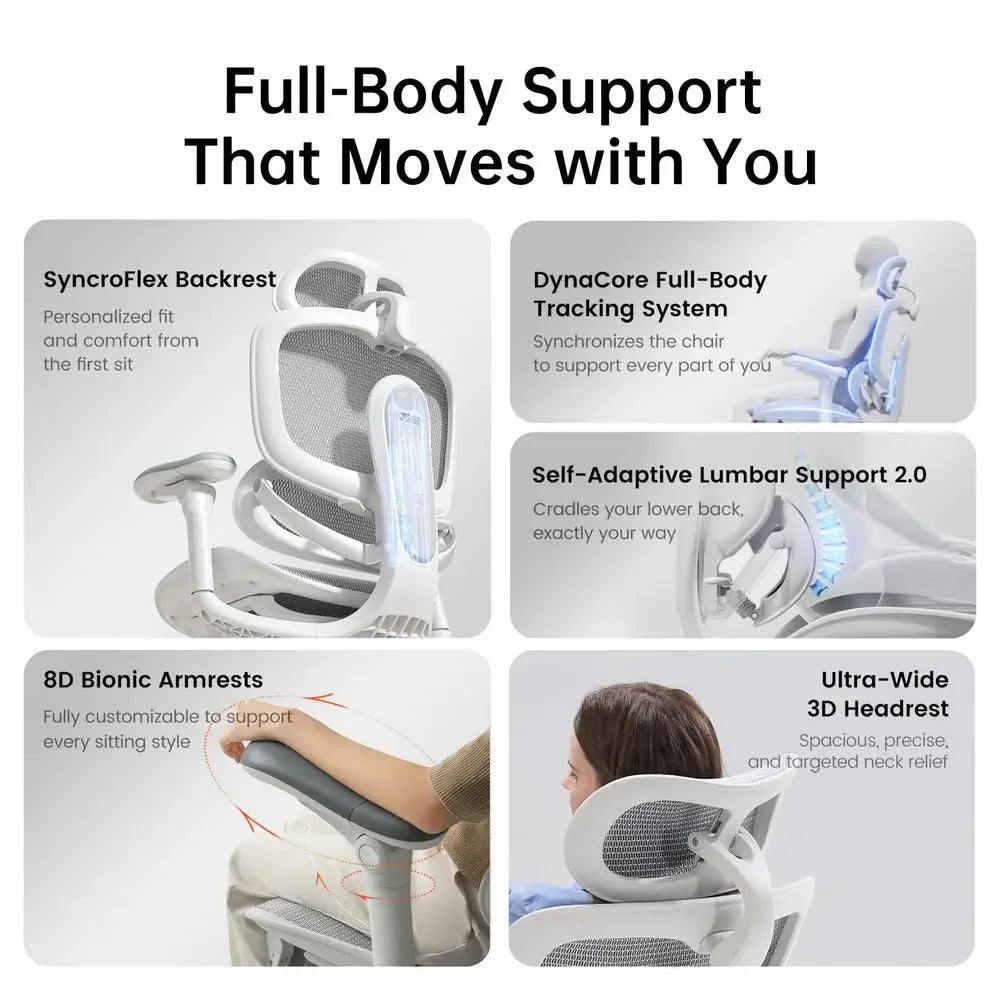 Doro C300 Pro V2 Ergonomic Office Chair, FullBody Adaptive Support 8D Armrests amp Breathable Mesh, Comfy High Back Computer Designed