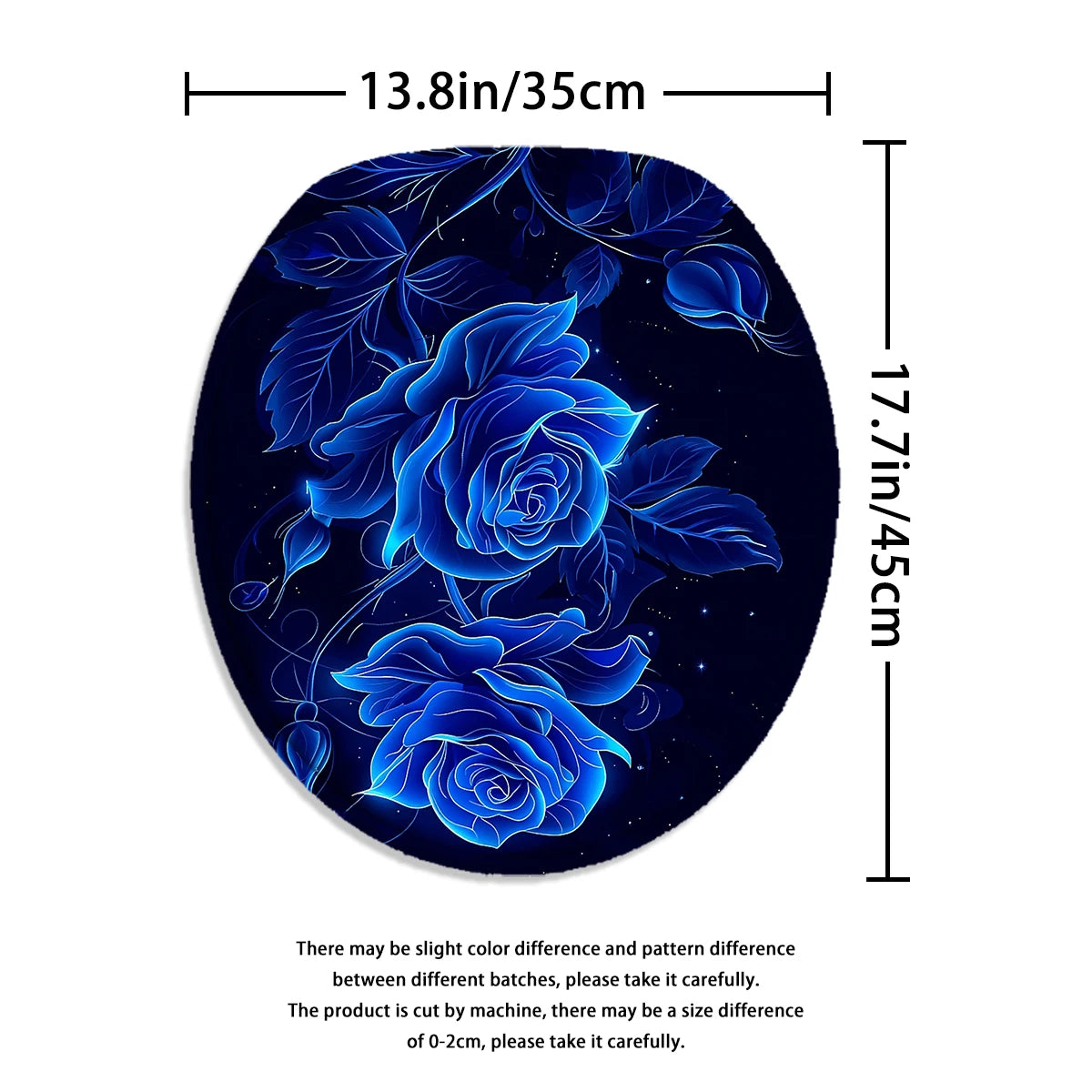 4Pcs Glowing Blue Rose Shower Curtain Set with Hooks, Neon Floral Starry Night Print Waterproof Mildew Resistant Fabric Bath Mat for Family Bathroom Home Decor