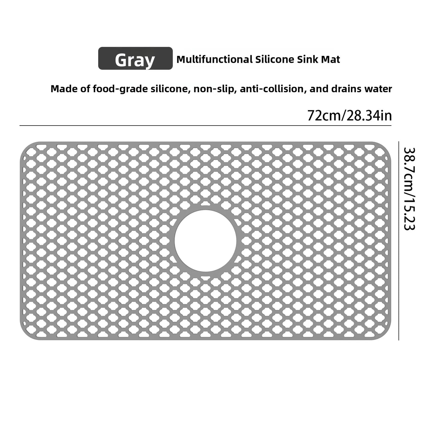 Kitchen Sink Silicone Mat Anti-Scratch Honeycomb Pad Dishwashing Basin Hollow Bottom Draining Pad Non-Slip Sink Mat