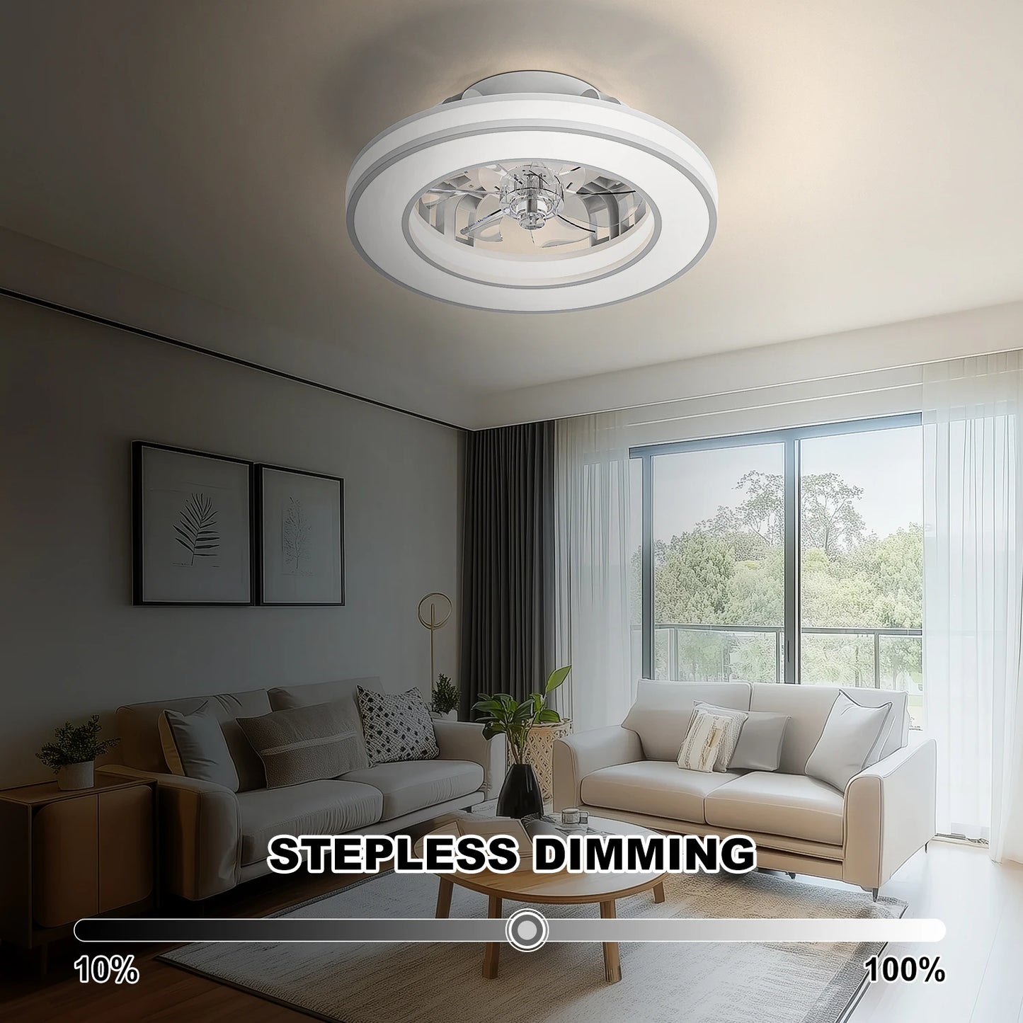 16 Inch Ceiling Fan LED Ceiling Fan Light with Remote Control Infinite Dimming 6 Levels of Wind Speed Living Room Bedroom Chandelier Fan
