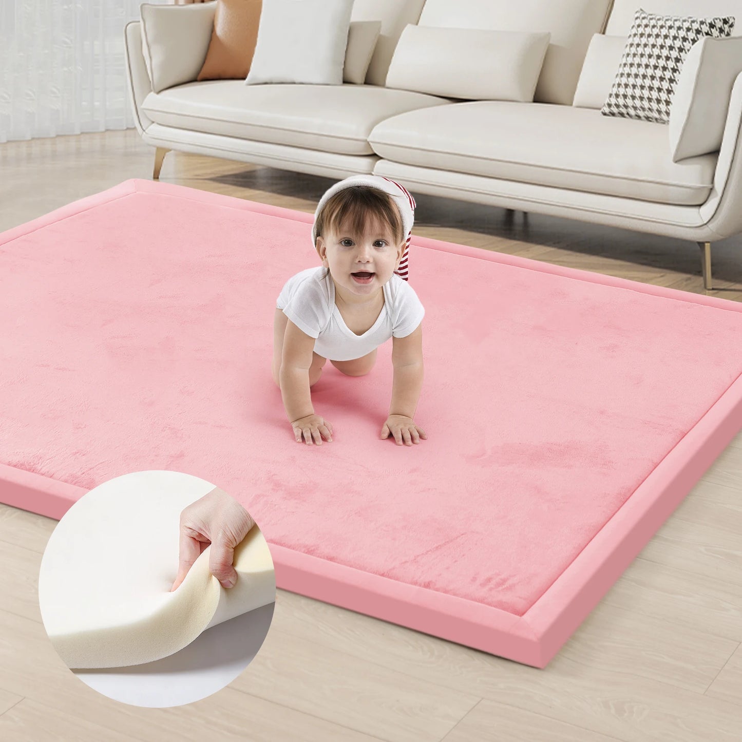 Carpet For Floor 2cm Thick Memory Foam Playpen Mat With Non-slip Bottom For Living Room Soft Velvet Minimalist Carpet Kids Rugs