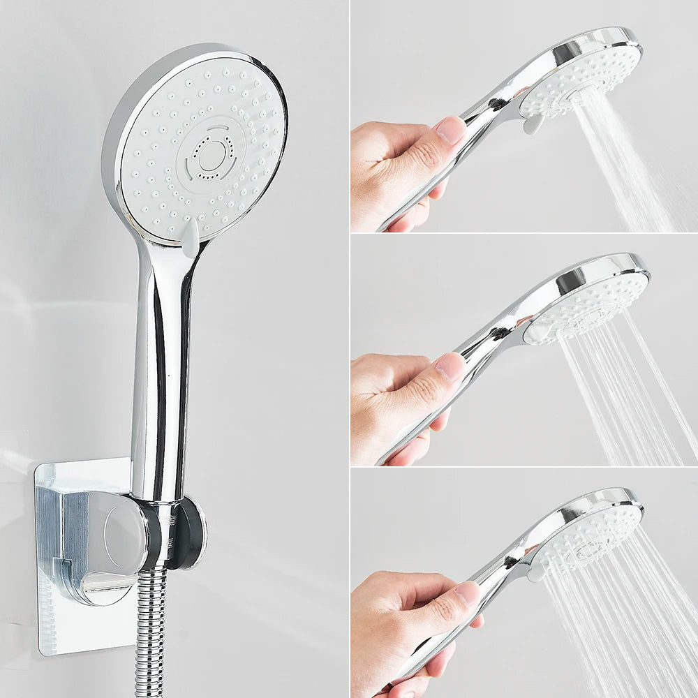 Chrome High Pressure Rainfall Shower Head/Handheld Combo with Extension Arm 6 Settings Handshower Height/Angle Adjustable