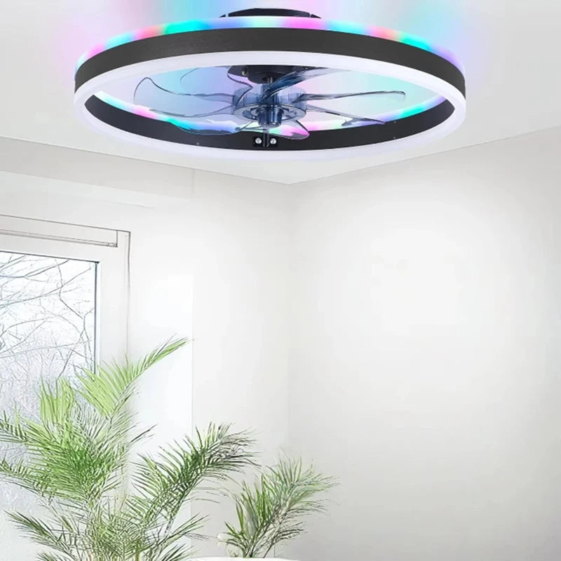 Smart RGB Ceiling Lamp Fan Home Decoration Atmosphere Ceiling Lamp Dimmable 6-speed Electric Fan for Hotel Bedroom Fixture