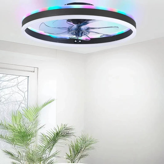 Smart RGB Ceiling Lamp Fan Home Decoration Atmosphere Ceiling Lamp Dimmable 6-speed Electric Fan for Hotel Bedroom Fixture