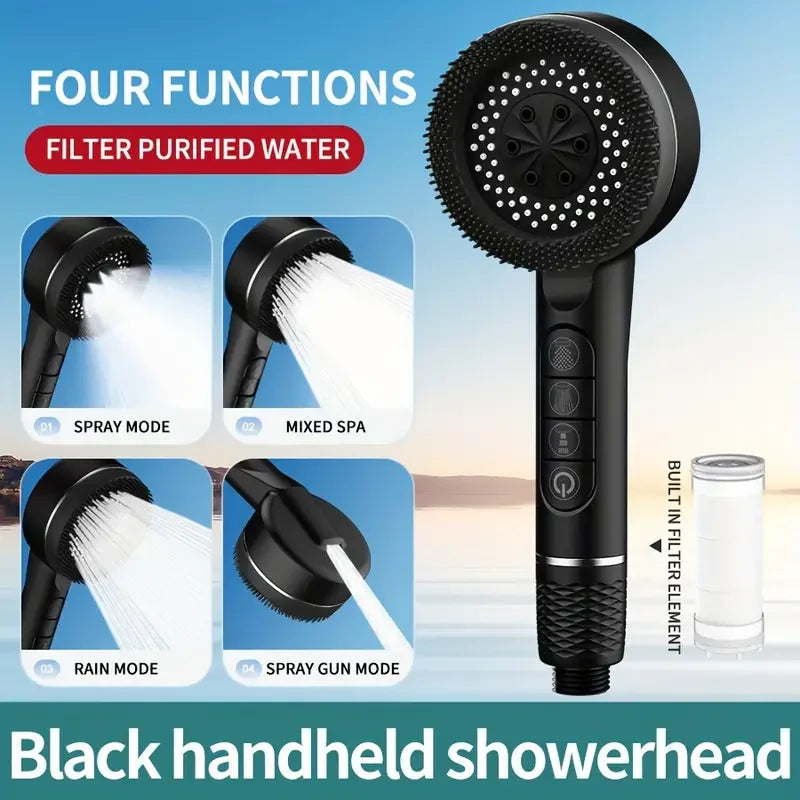 Four-speed Adjustment Shower Booster Shower Head Bathroom Household Water Heater Bath Handheld Shower Head Bracket Set