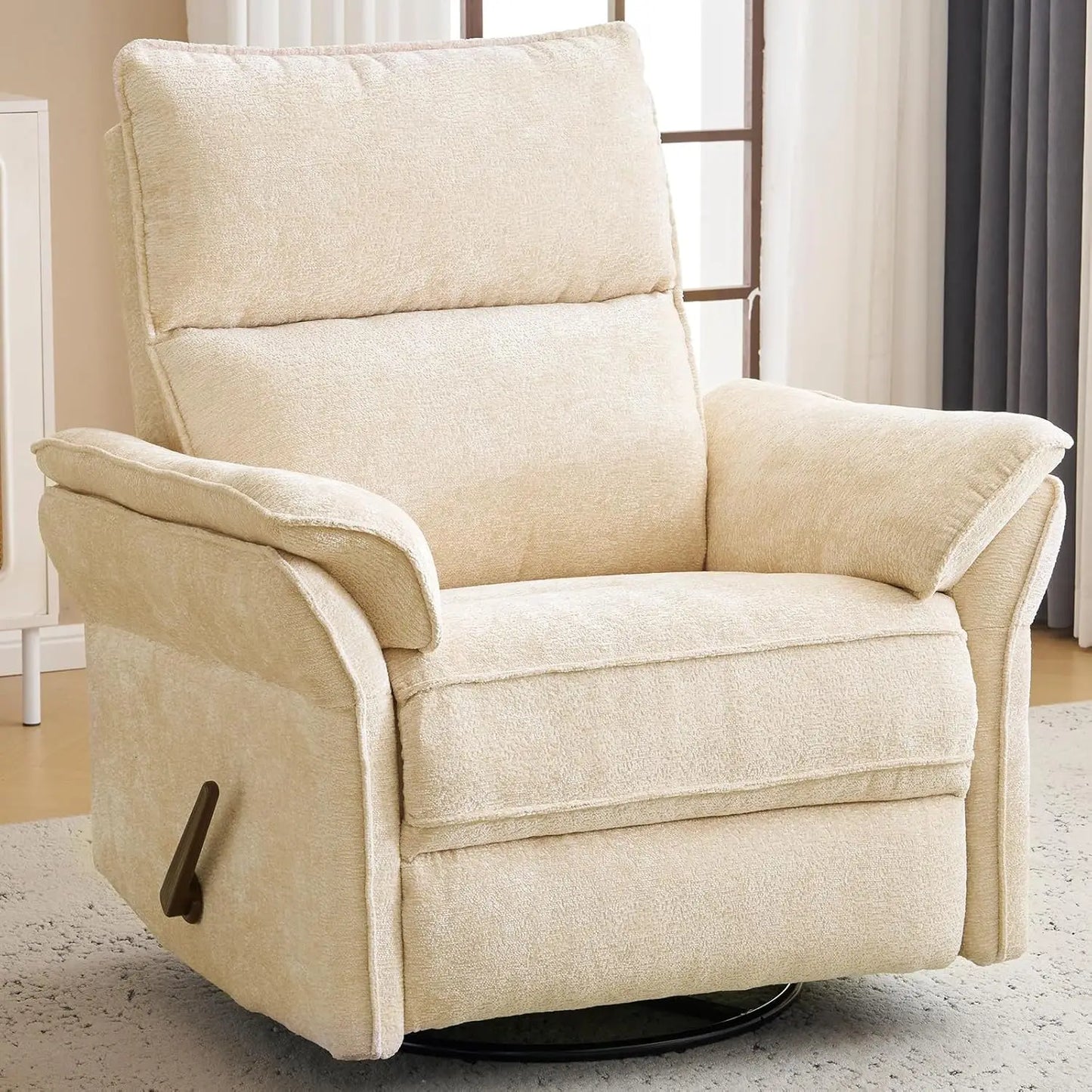 26" Extra Wide Oversized Recliner Chair 360° Swivel Rocker with Adjustable Headrest Chenille Glider Customized Comfort Home