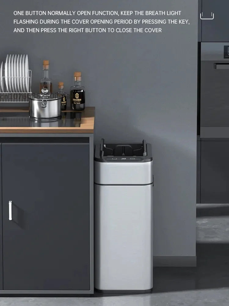 Smart Trash Can 20 30 40 50 60 Liters Wastebasket Large Kitchen Garbage Cube Home Automatic Stainless Steel Garbage Bin Dustbin