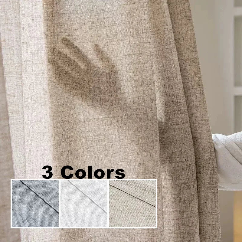 3 Colors Linen Like Semi Shading Beige Grey Cream White Tulle Living Room Flax Sheer Curtains for Bedroom Window S Folds Drapes