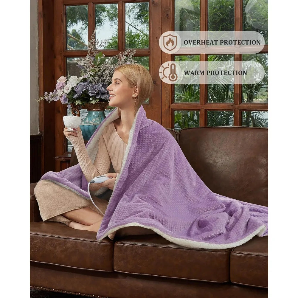 Garvee Ultra Soft Double-Sided Flannel Autumn Winter Blanket Heated Throw Blanket for Warm Bed Solid Cozy Nap Throw Electric Blanket for Sofa