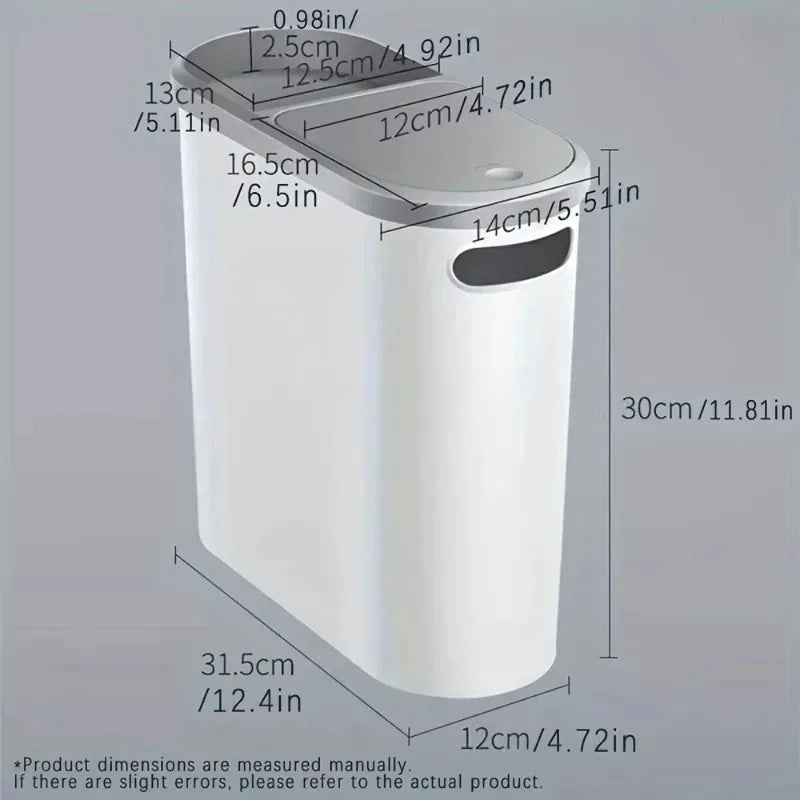 Press Type Trash Can With Lid Narrow Large Capacity Household Waste Bin For Bathroom Kitchen Bedroom Storage Garbage Container