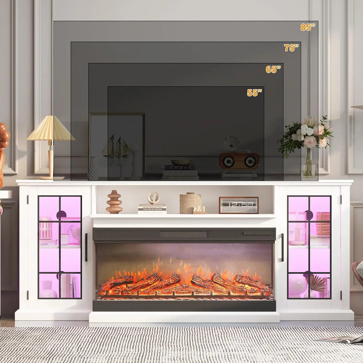 75 Inch Electric Fireplace TV Stand, Entertainment Center, Customized
