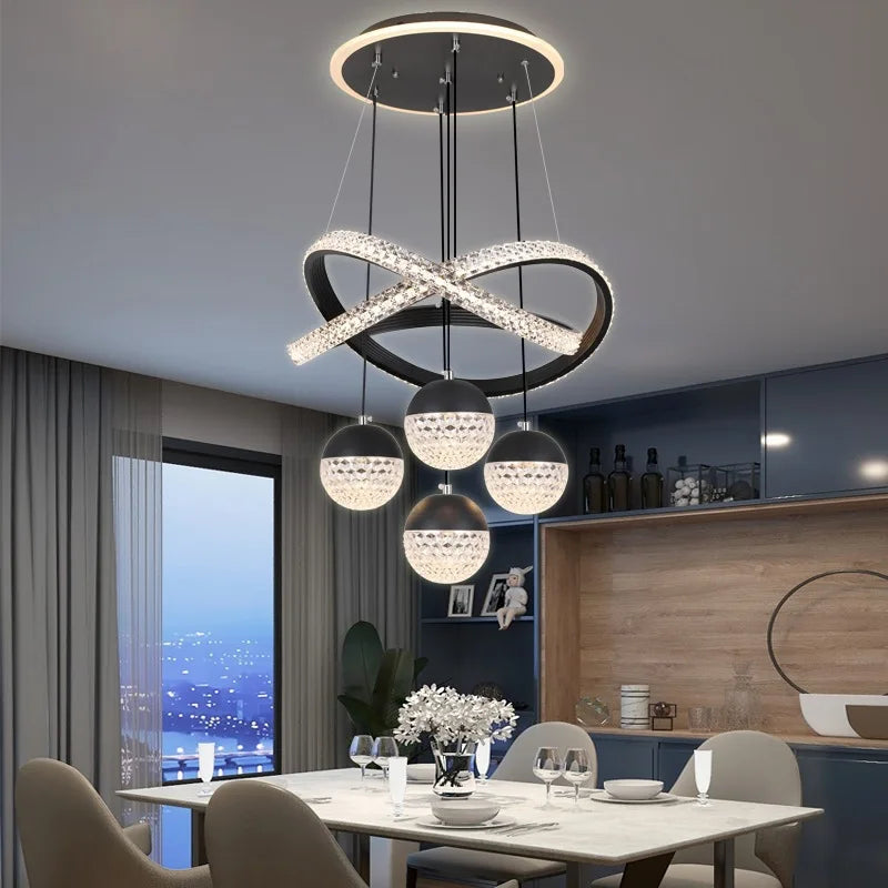 Modern Dining Room led Chandelier Lighting Three LED Colors Nordic Restaurant Lighting Living Room Chandelier Hanging Lamp