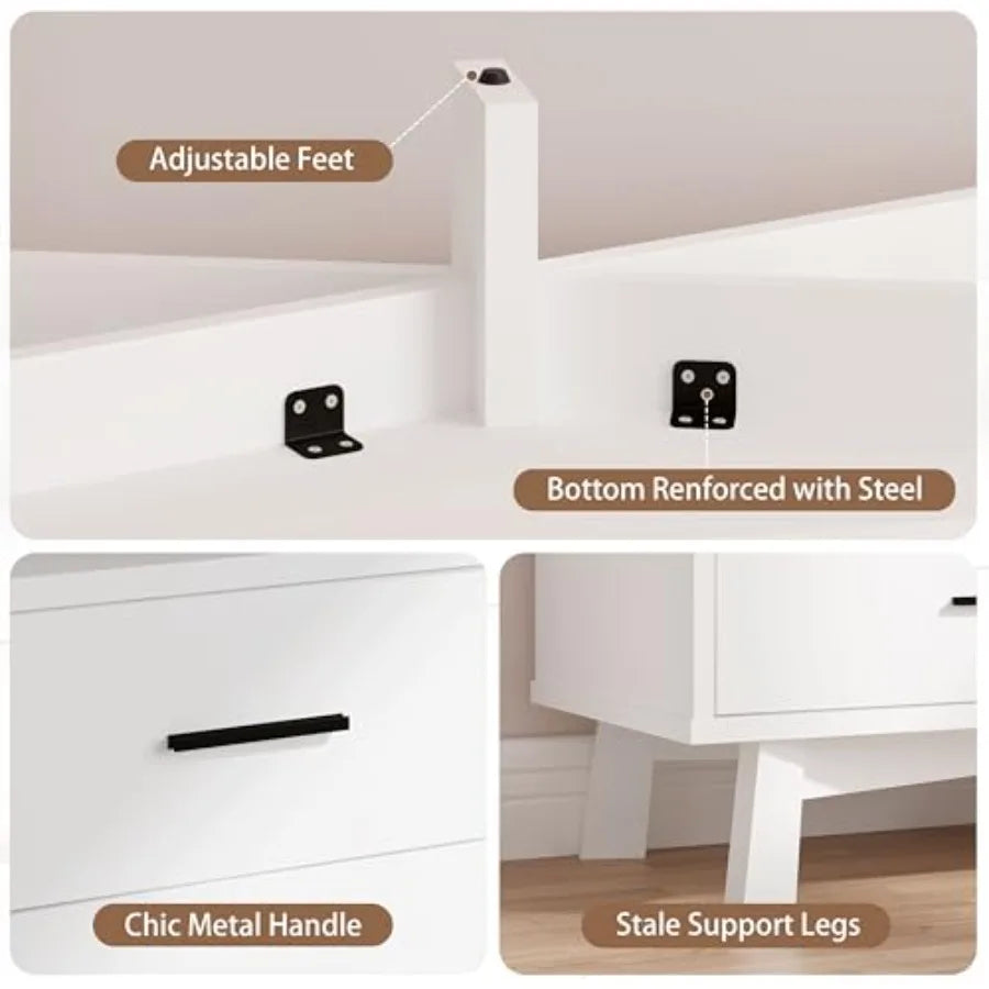 Dresser for Bedroom, 6 Drawer Wide Modern Chest of Drawers with X-Shaped Sturdy Base, Wood Double Dresser Closet Clothes Storag