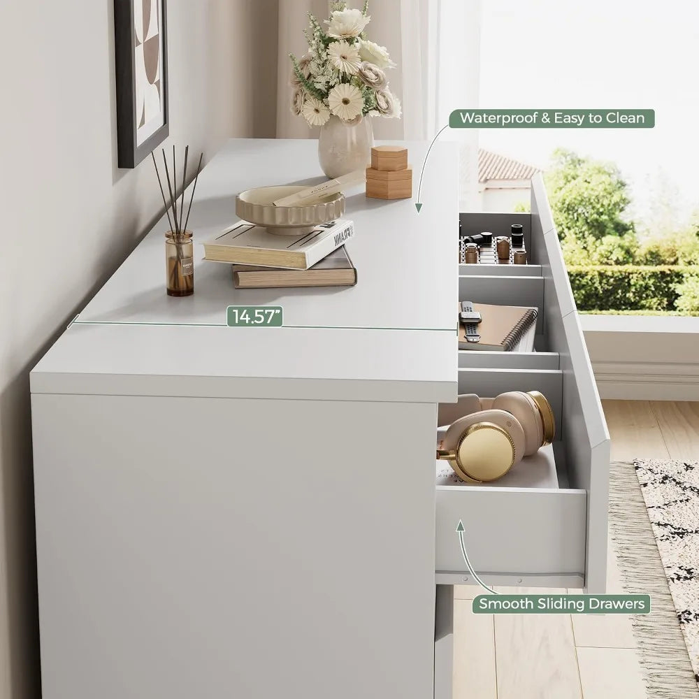 Elegant White 9-Drawer Dresser for Bedroom, Storage Chest with Deep Drawers for Living Spaces