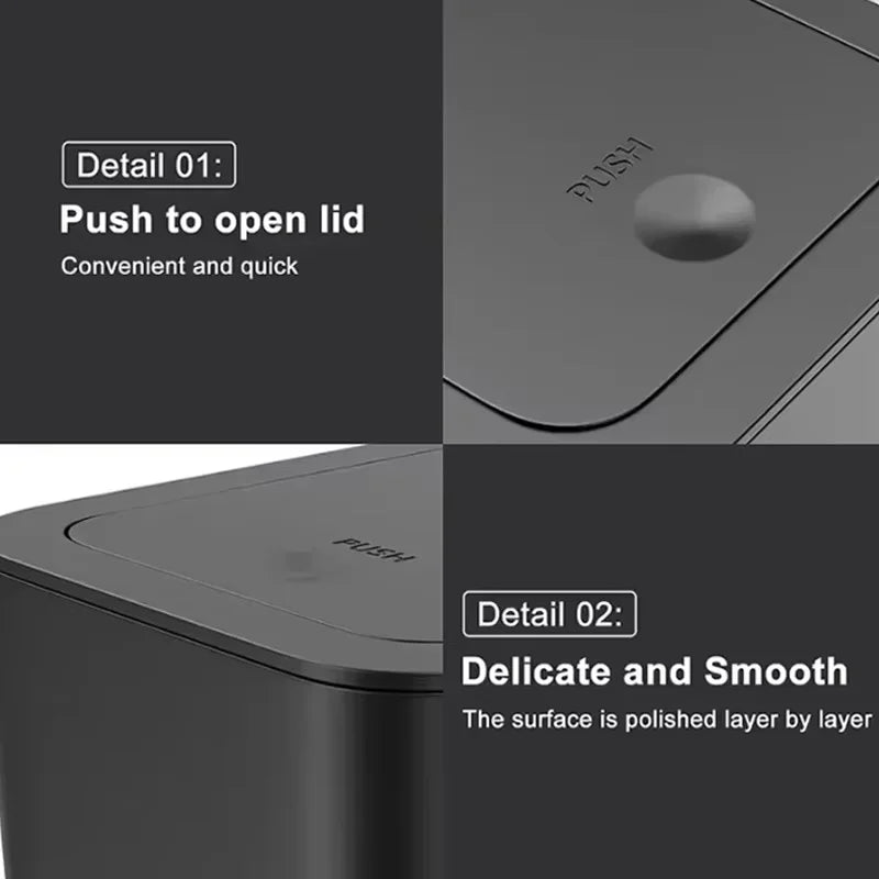 10L Pop-Up Ultra-Thin Trash Can, Bathroom And Kitchen Trash Can, Space-Saving, Leak-Proof And Odor-Proof Trash Can With Lid