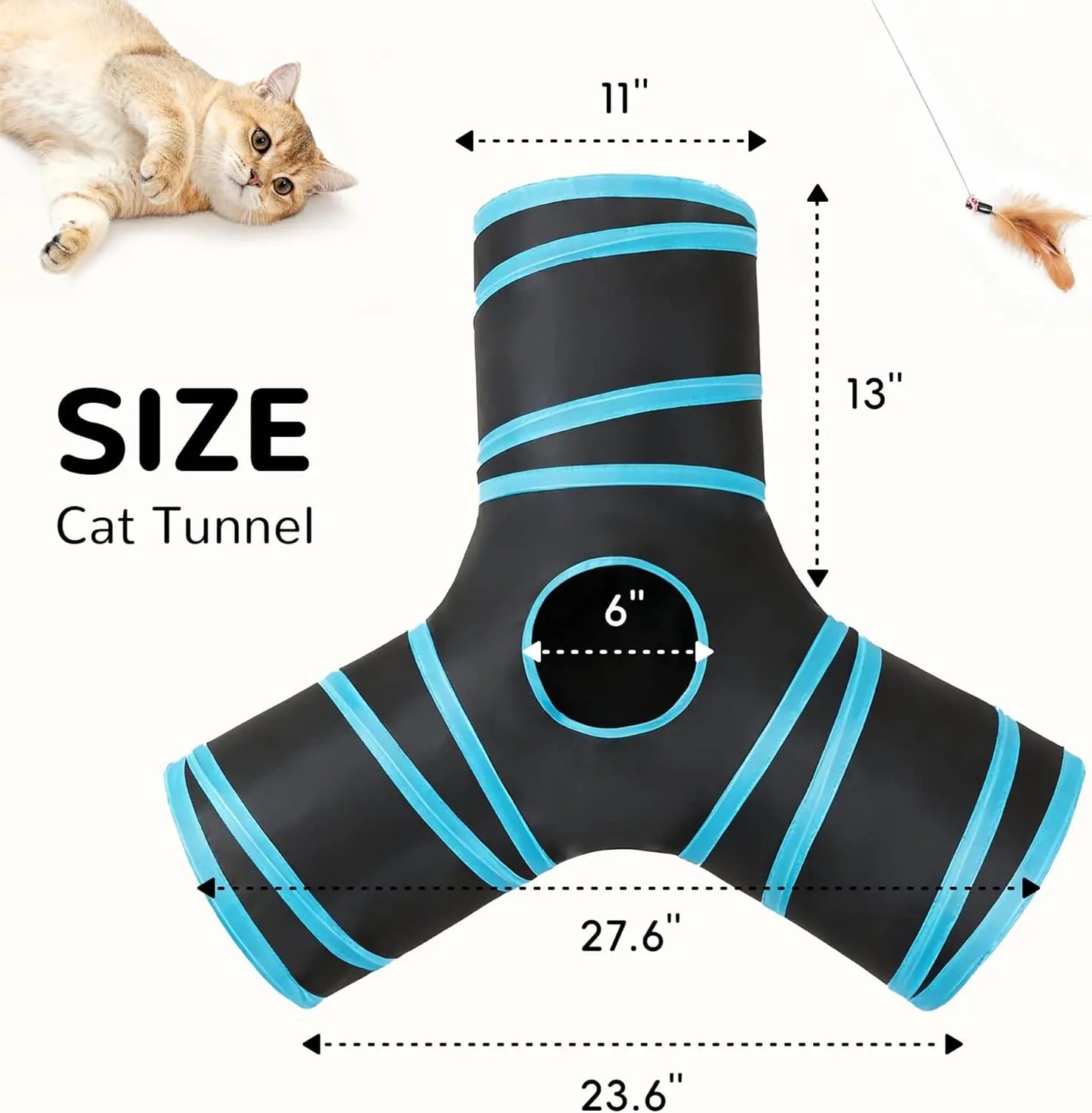 Pet Cat Tunnel Tube Cat Toys 3 Way Collapsible Tunnels for Indoor Cats Kitty Bored Peek Hole Toy Ball  cat accessories
