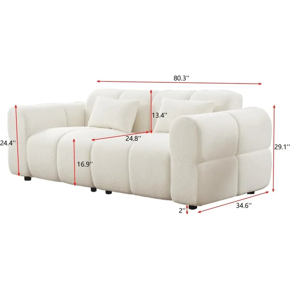 80\" Oversized Boucle Sofa Couch Modern Deep Seat Love Seat Mid-Century Cloud Couch for Living Room Comfortable Customized
