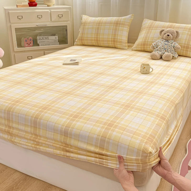 2025 New Bed Hat Print Cartoon Water Clouds Cotton Bedspread Student Mattress Cover Skin Friendly Full Wrap with Elastic Sheet
